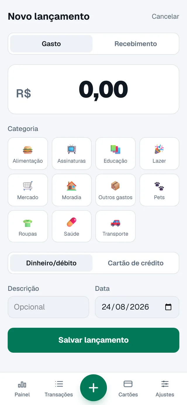 Lançar leva segundos — Grana Certa